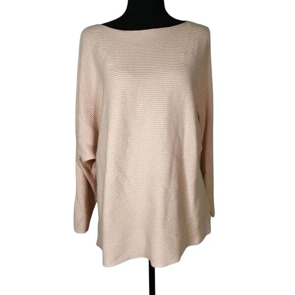 VINCE CAMUTO Dolman Sleeve Sweater Pink Ribbed Cold Shoulder - Picture 2 of 8